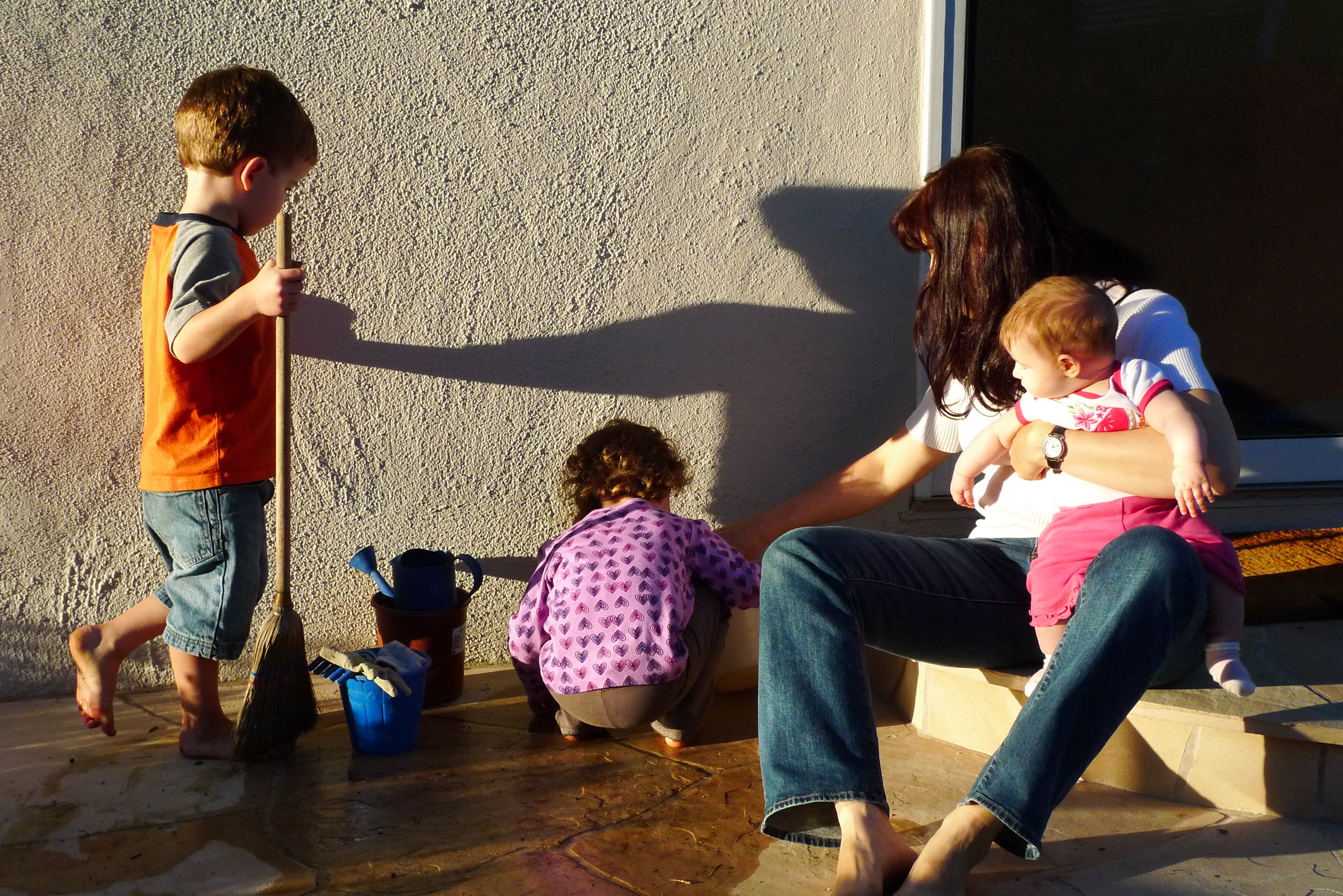 Water and cleaning fun in our backyard