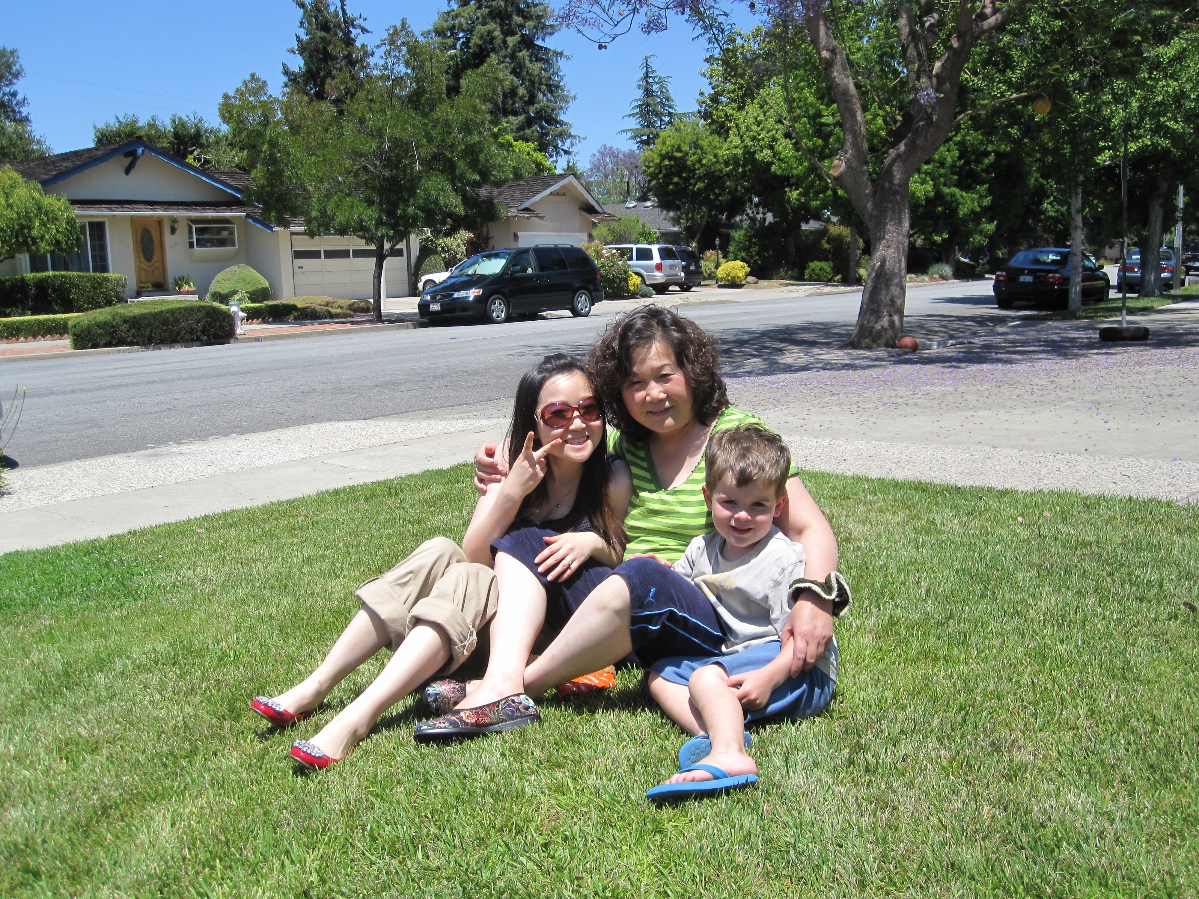 Angel, Chun Hua, and SPL in our front yard